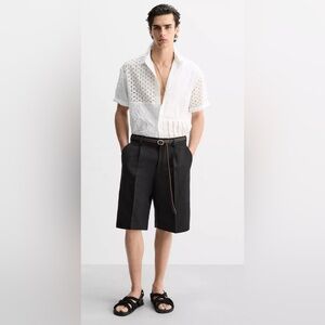 Zara Men's Black Flat Front Shorts